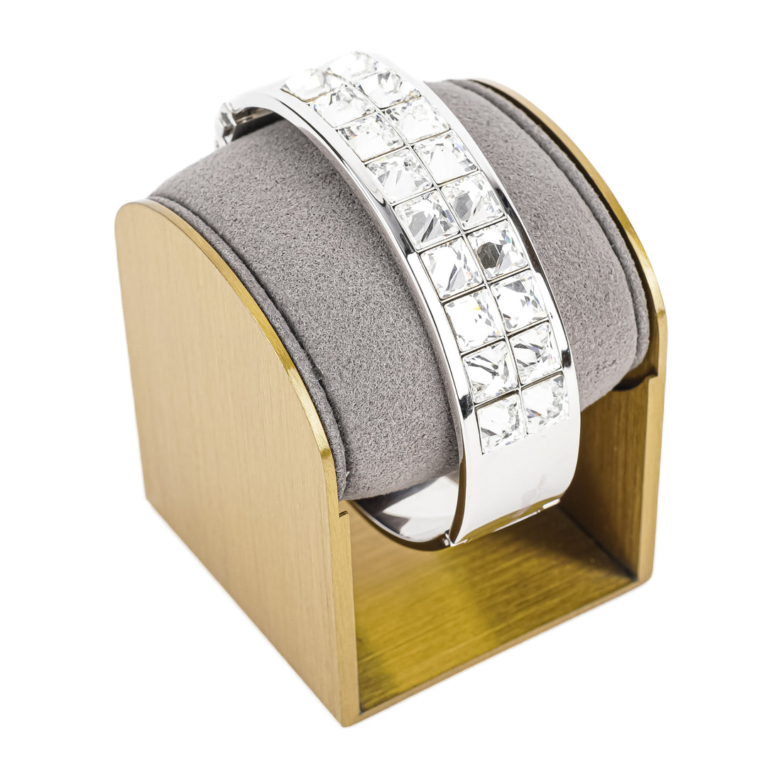 SWAROVSKI Silver Tone Crystal Inlaid Hinged Bangle