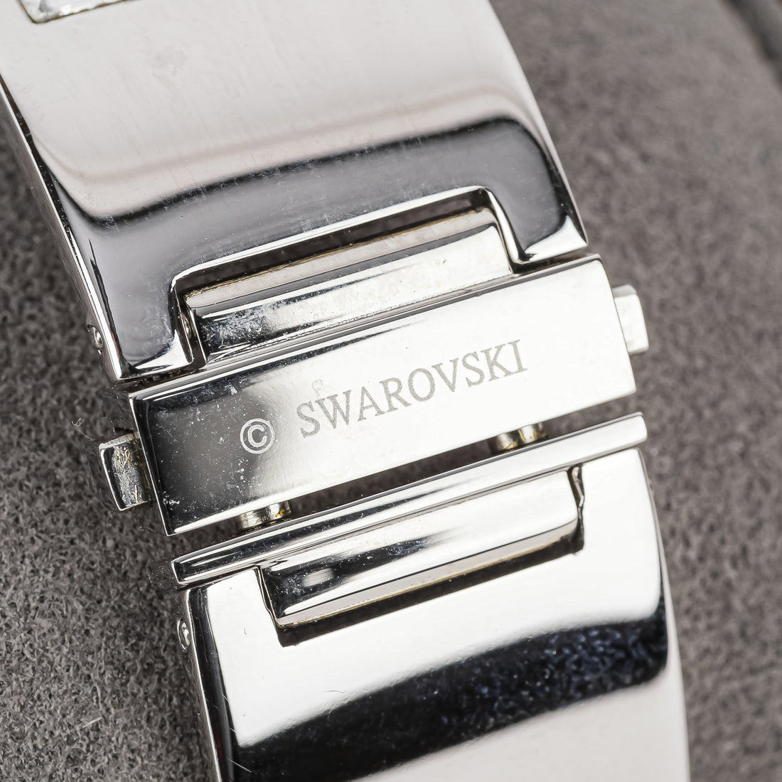SWAROVSKI Silver Tone Crystal Inlaid Hinged Bangle