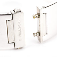 SWAROVSKI Silver Tone Crystal Inlaid Hinged Bangle