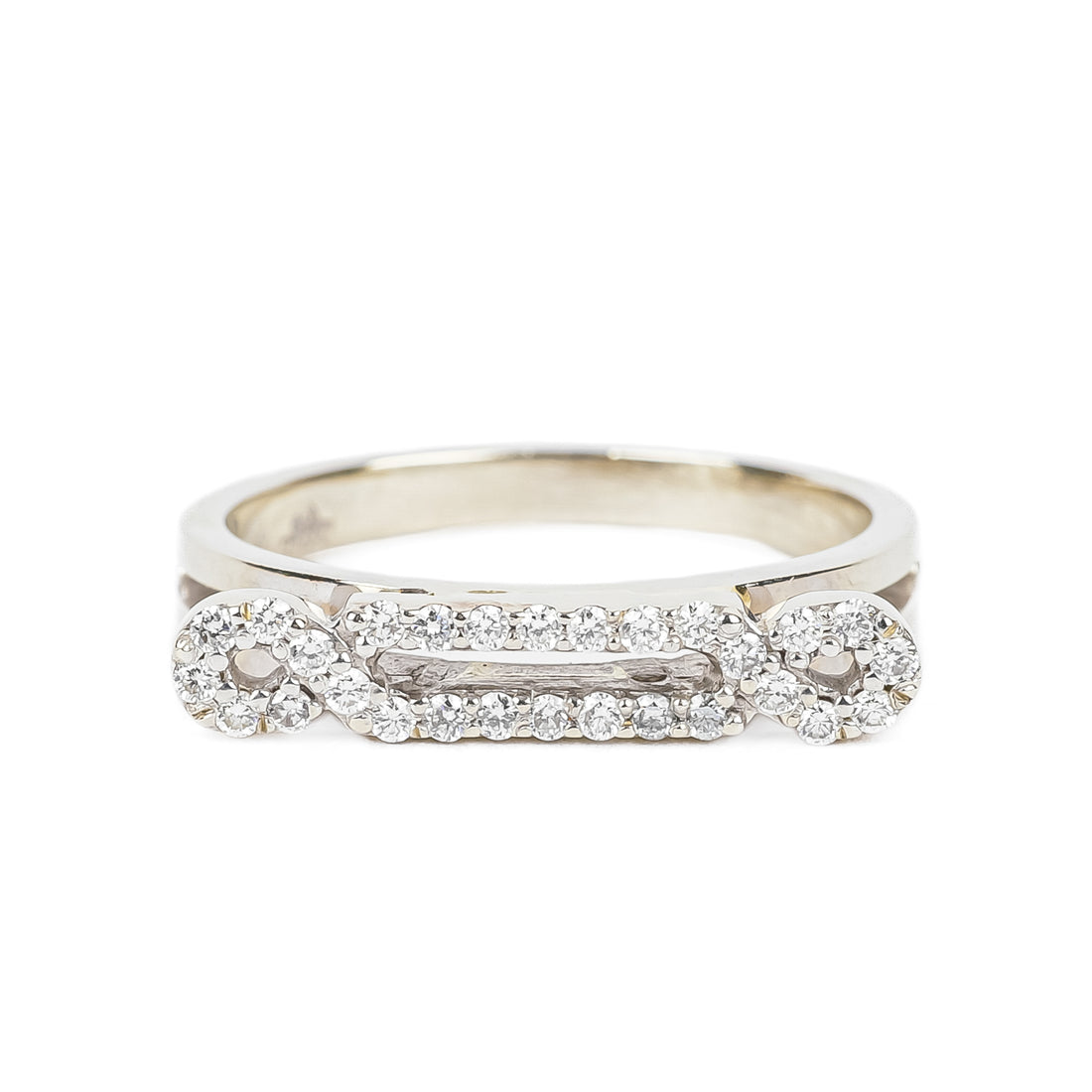 14K White Gold Diamond Elongated Oval Ring