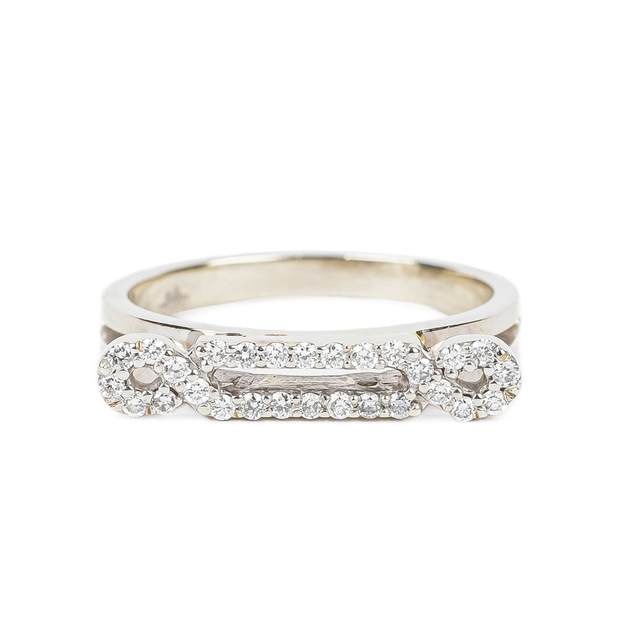 14K White Gold Diamond Elongated Oval Ring