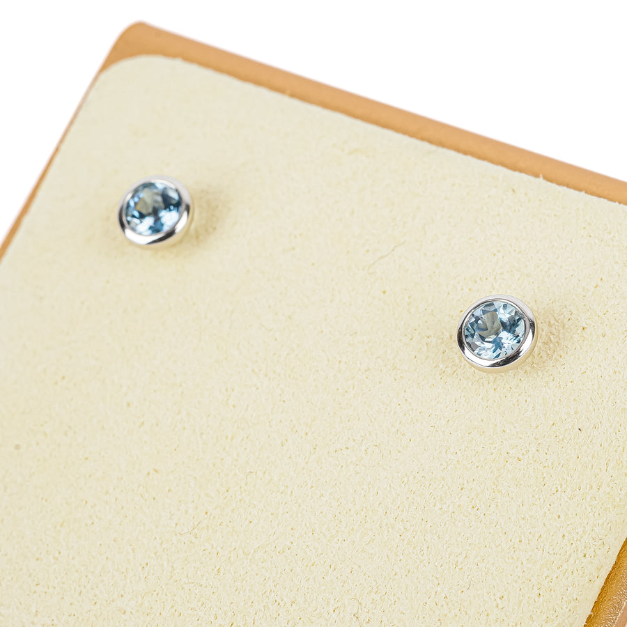 TIFFANY & CO Elsa Peretti Platinum Aquamarine Studs