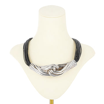 Sterling Electroform Knot Twist Leather Cord Necklace