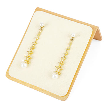 14K Yellow Gold Modernist Pearl Drop Earrings