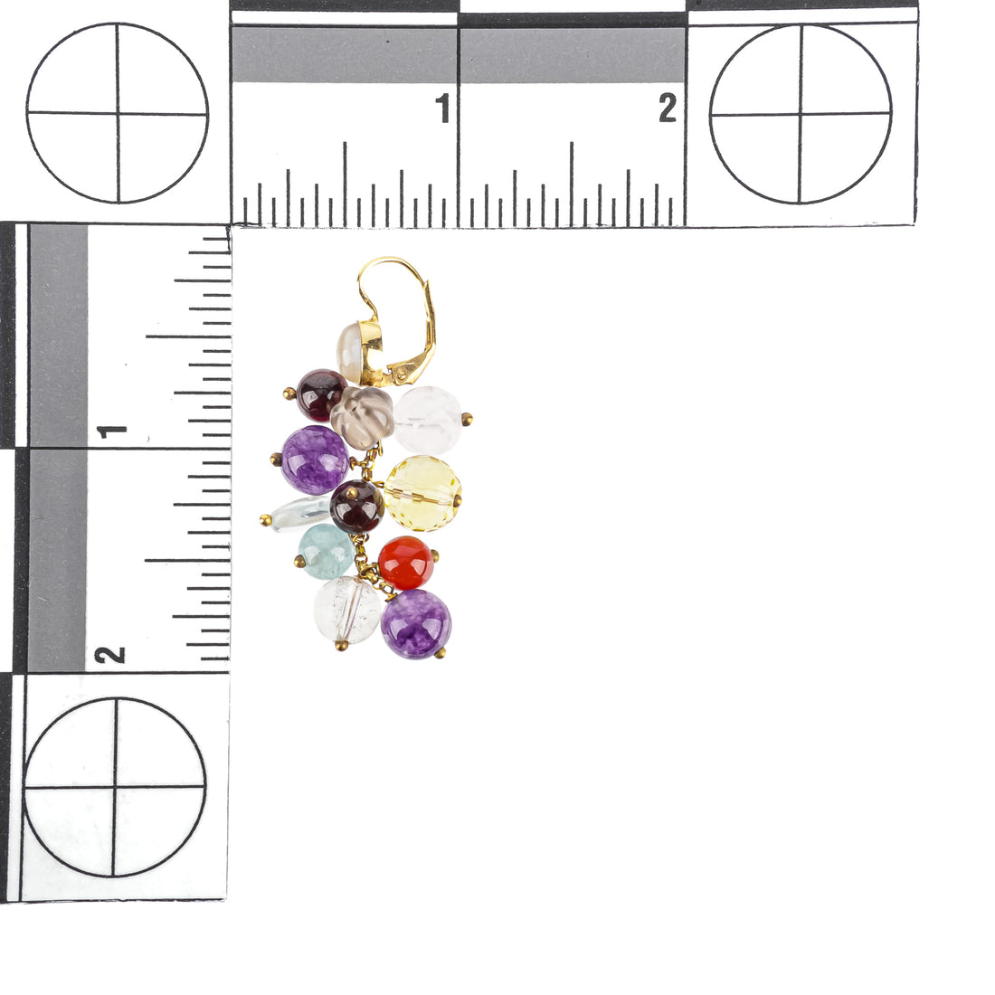 14K Yellow Gold Multi Stone Cluster Earrings