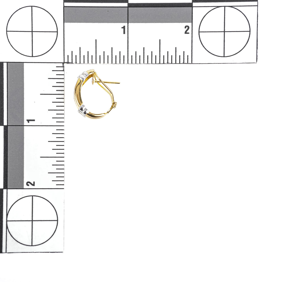 14K Yellow Gold Square Baguette Ruby & Diamond Omega Earrings