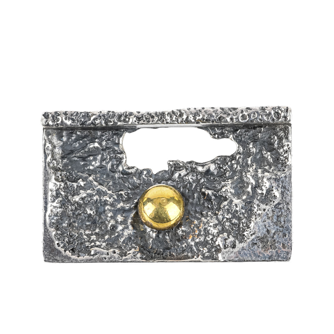 ROBERT LARIN Sterling 2 Tone Brutalist Rectangular Brooch