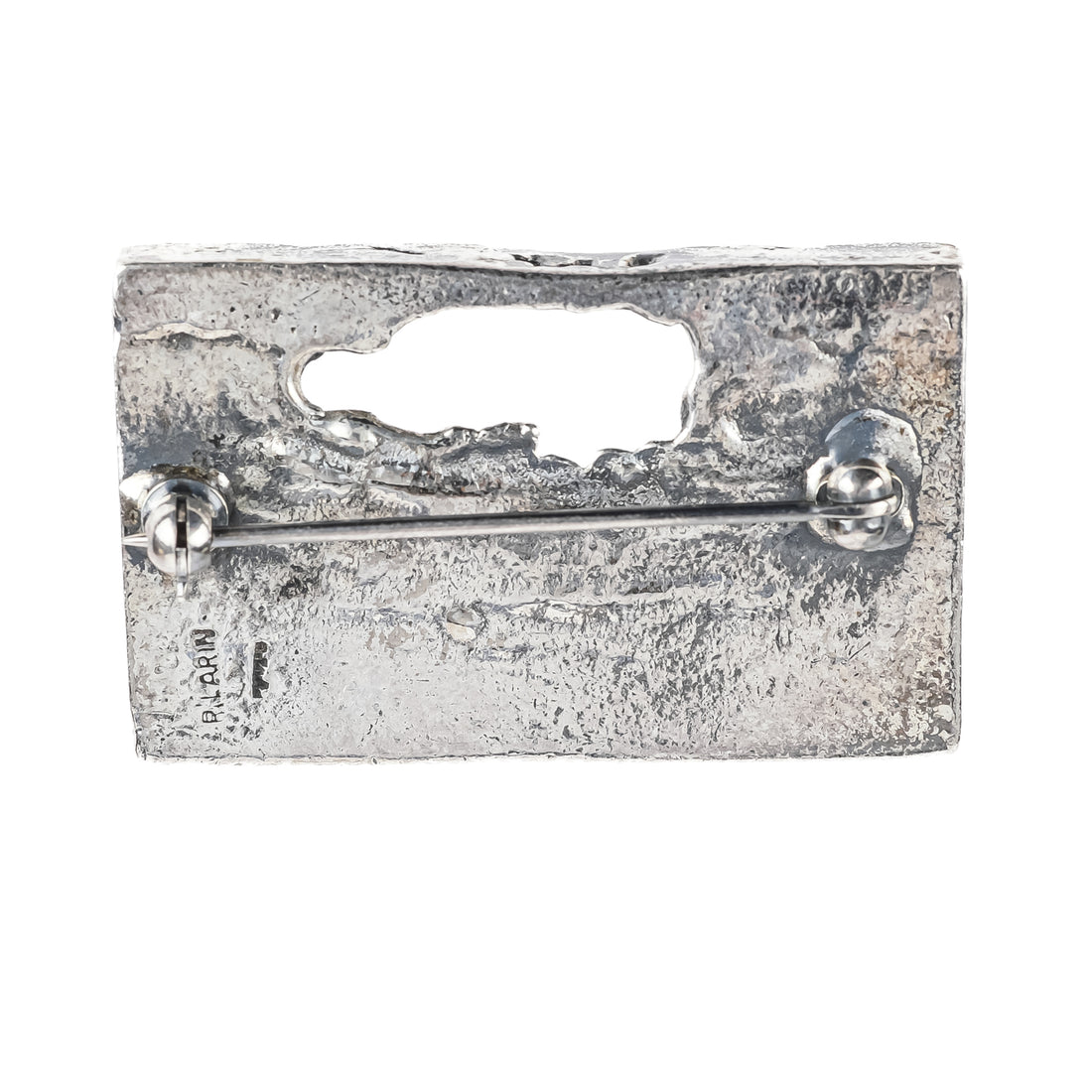 ROBERT LARIN Sterling 2 Tone Brutalist Rectangular Brooch
