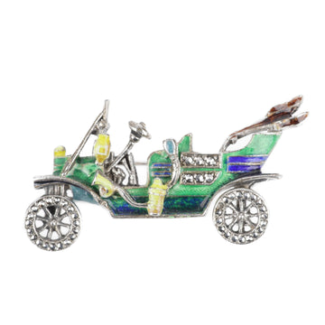 Sterling Enamel Marcasite Model T Car Brooch