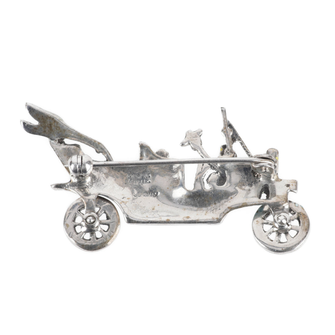 Sterling Enamel Marcasite Model T Car Brooch