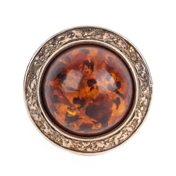 Vermeil Sterling Amber Cabochon Dome Cluster RIng