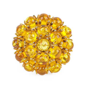 Gilt Silver Round Amber Cabochon Ring
