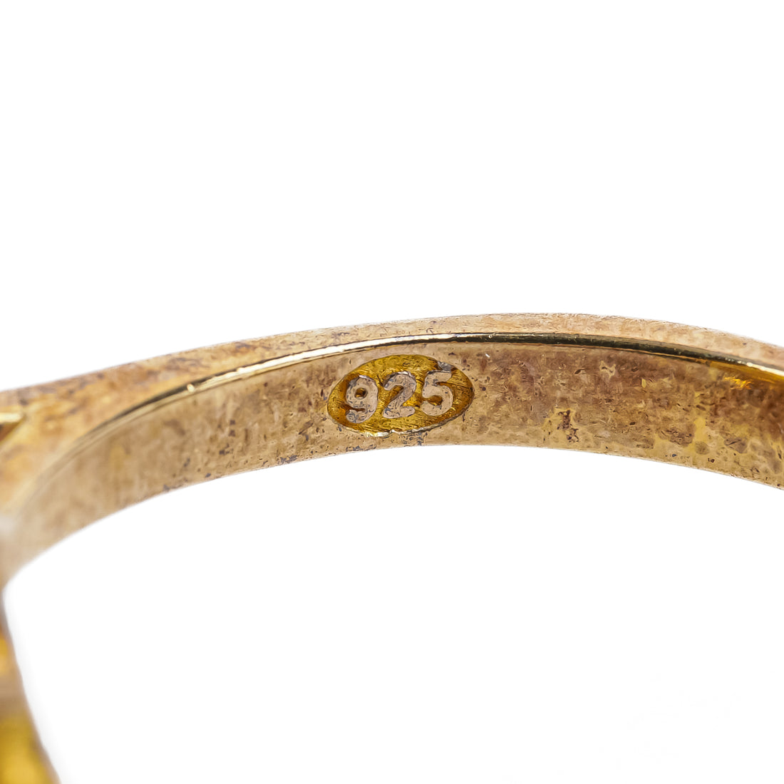 Gilt Silver Round Amber Cabochon Ring