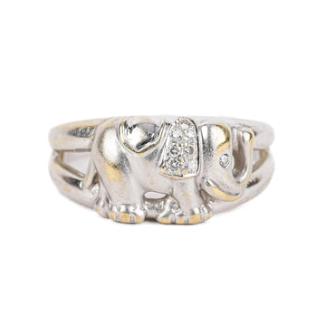 18K White Gold Diamond Elephant Ring