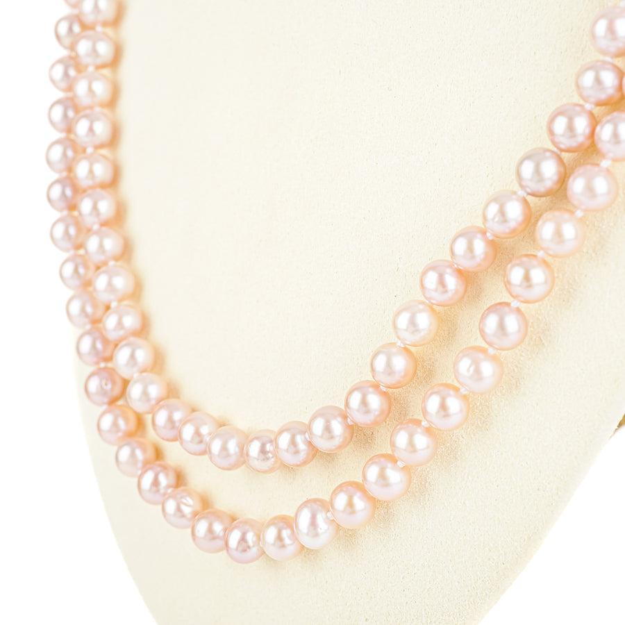 14K Yellow Gold Clasp Pink Pearl Necklace