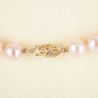 14K Yellow Gold Clasp Pink Pearl Necklace