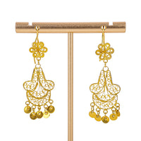 22K Yellow Gold Filigree Drop Earrings