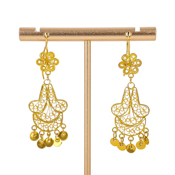 22K Yellow Gold Filigree Drop Earrings
