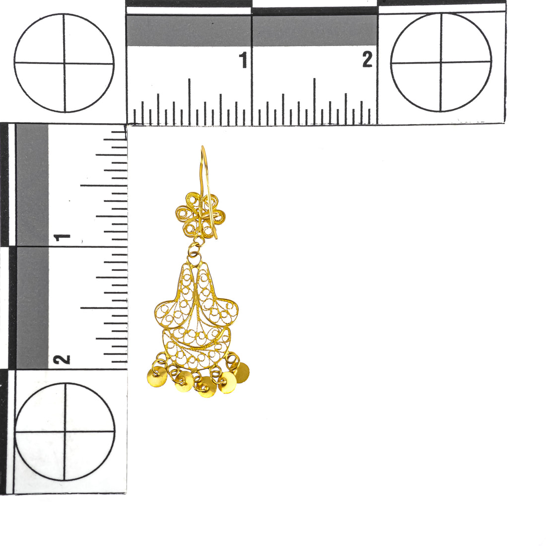 22K Yellow Gold Filigree Drop Earrings