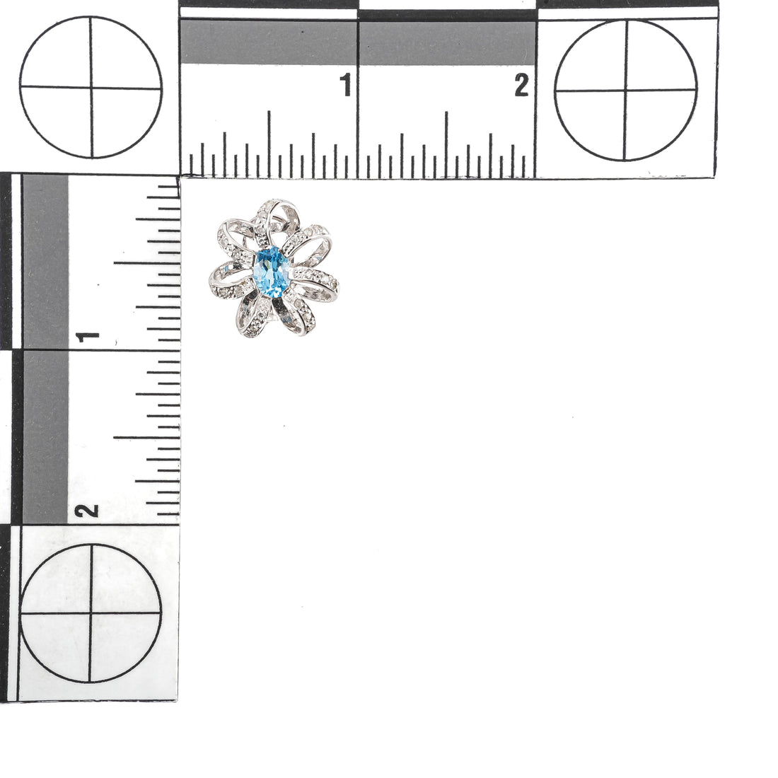 14K White Gold Oval Blue Topaz Diamond Omega Earrings