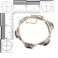 Chinese Export Silver Lapis Filigree Panel Bracelet