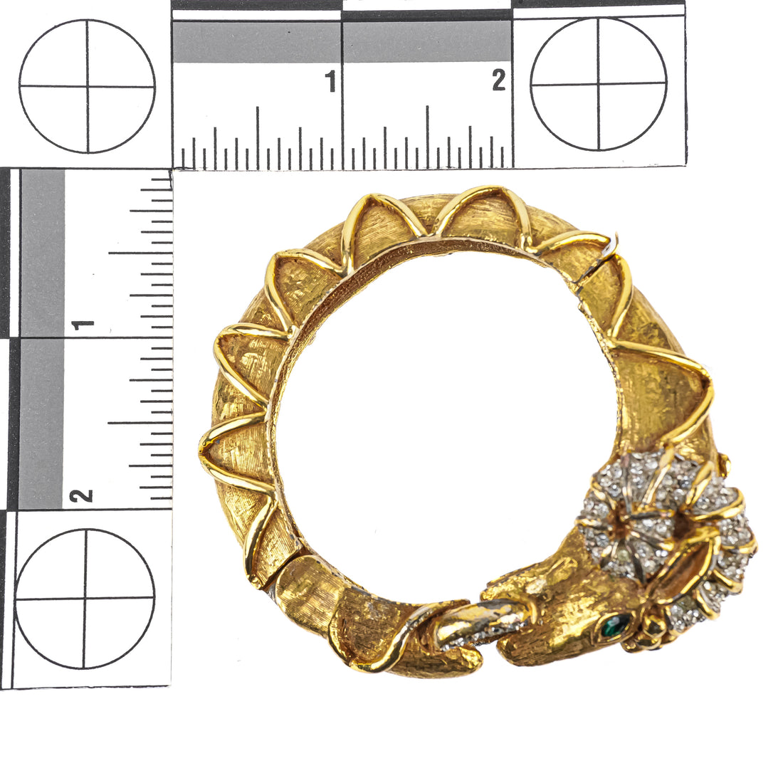 KENNETH JAY LANE Vintage Gold Tone Rhinestone Ram Bangle