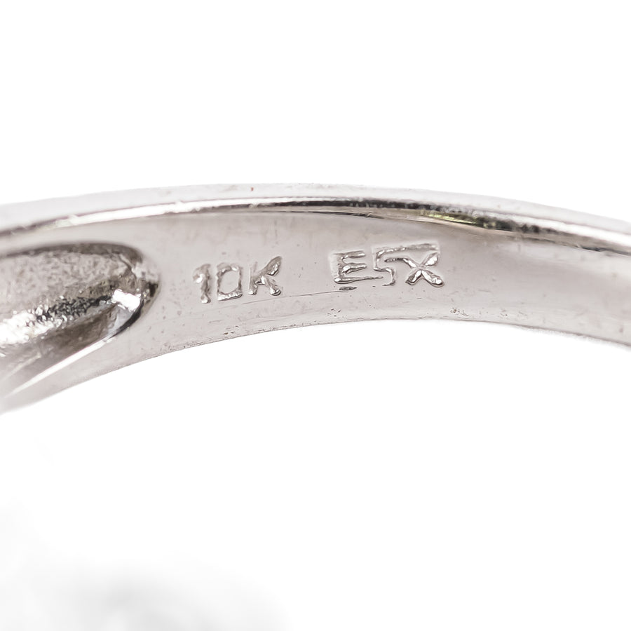 10K White Gold Synthetic Green Tourmaline Diamond Ring