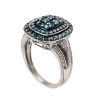 Sterling Blue & White Pave Diamond Ring