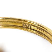 14K Yellow Gold Pearl Sapphire Cluster Ring