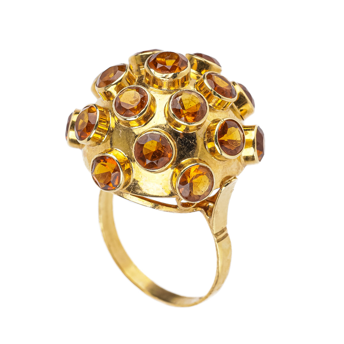 18K Yellow Gold Citrine Sputnik Ring