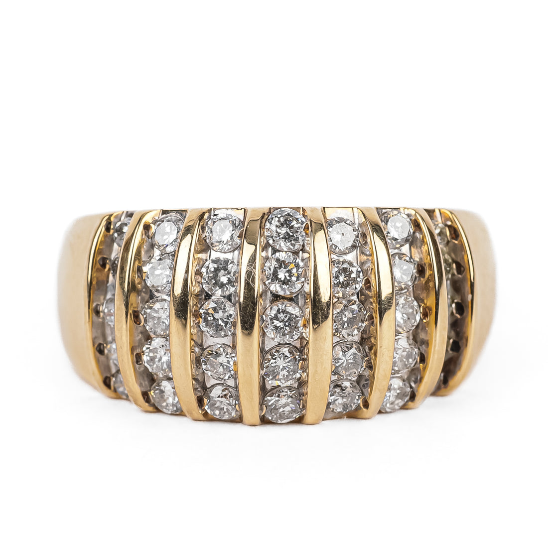 14K Yellow Gold Diamond Dome Ring
