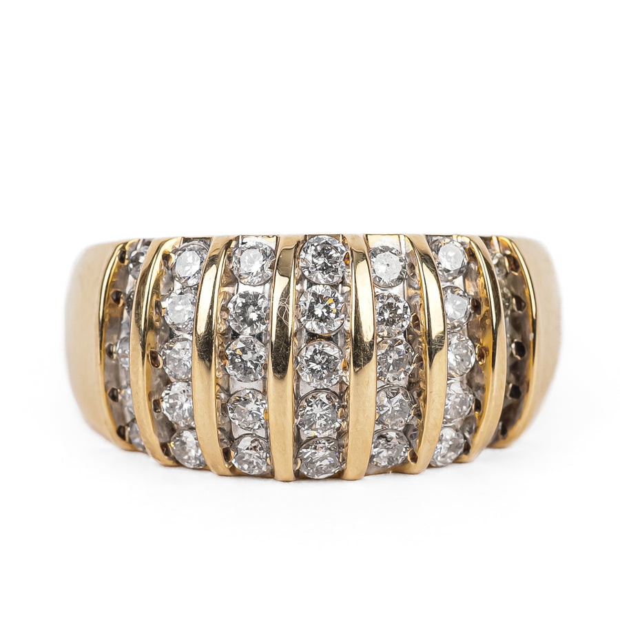 14K Yellow Gold Diamond Dome Ring