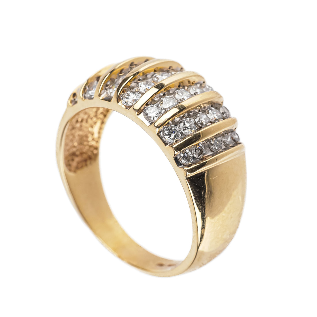 14K Yellow Gold Diamond Dome Ring