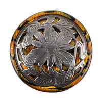 Vintage Bakelite & Silver Flower Brooch
