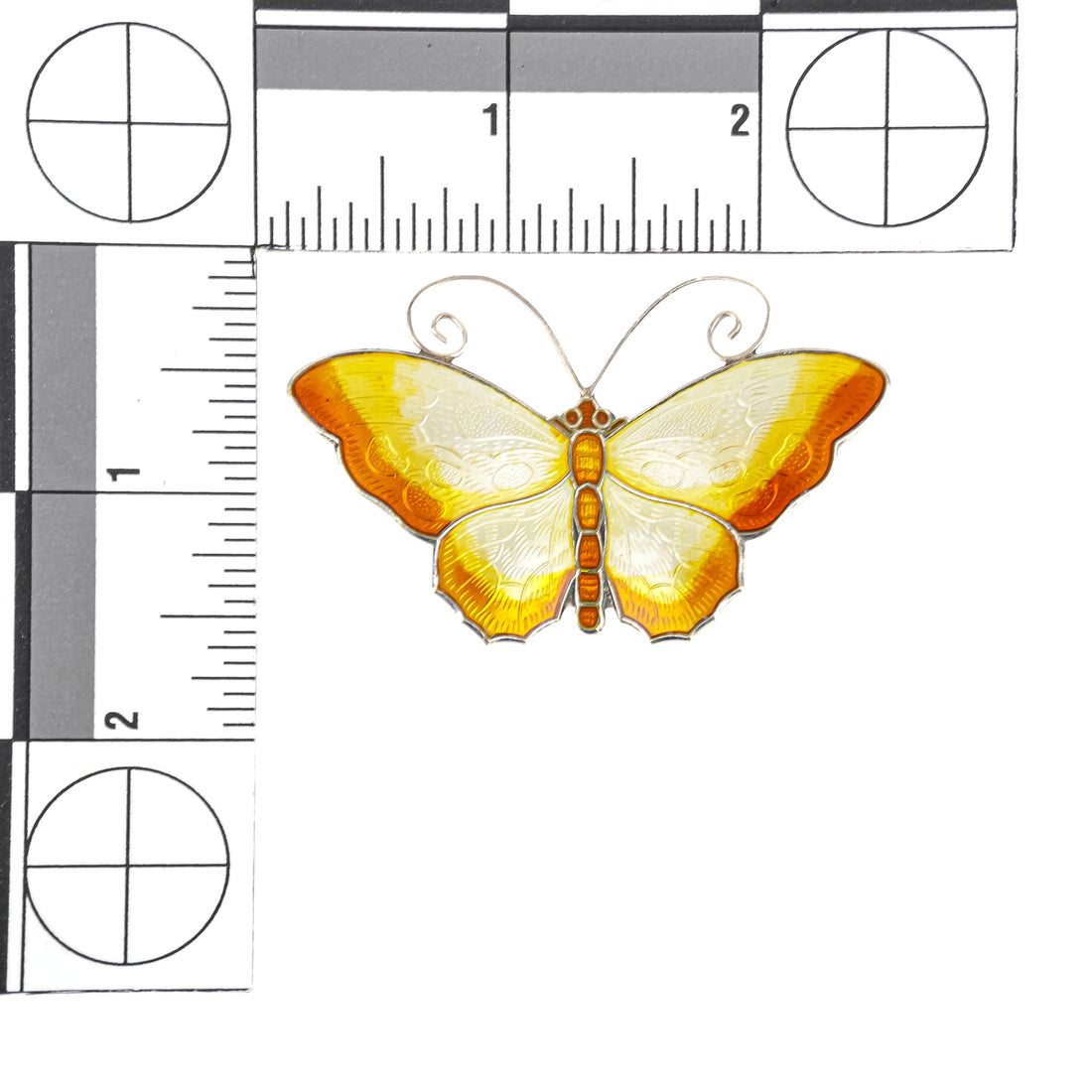 DAVID ANDERSEN Sterling Enamel Butterfly Brooch Yellow  Orange