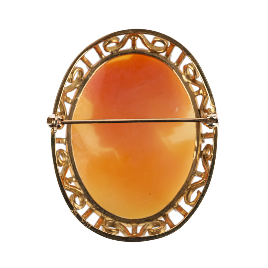 10K Yellow Gold Cameo Brooch 40-32mm