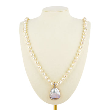 Baroque Akoya Pearl Necklace w/14K Blister Pearl Diamond Pendant