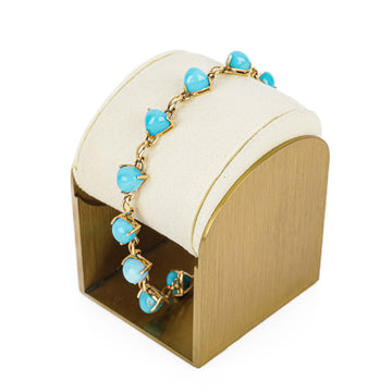 14K Yellow Gold Triangular Cabochon Turquoise Stone Bracelet