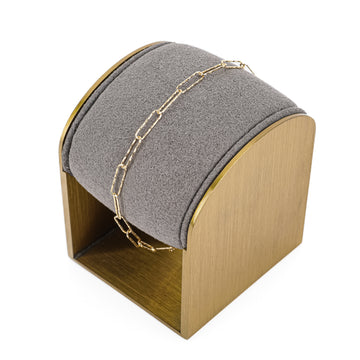 14K Yellow Gold Textured Paperclip Bracelet