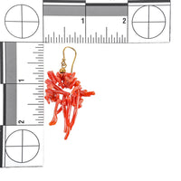 Gold Plated Sterling Red Coral Branch Cluster Drop Earrings