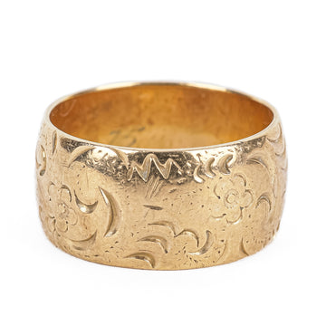 10K Yellow Gold Chased Band Ring