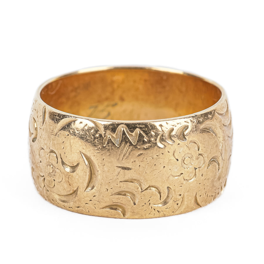 10K Yellow Gold Chased Band Ring