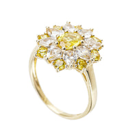 10K Yellow Gold Yellow White Sapphire Cluster Ring