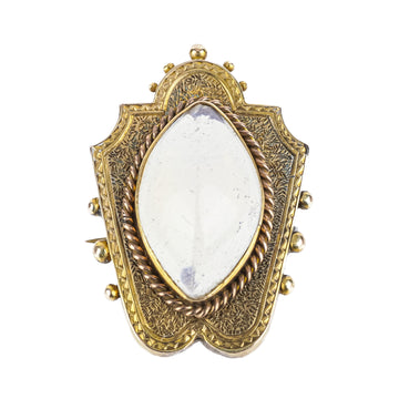 10K Yellow Gold Marquise Synthetic Stone  Brooch