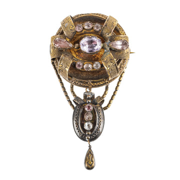 Victorian 10K Yellow Gold Morganite Keepsake Brooch