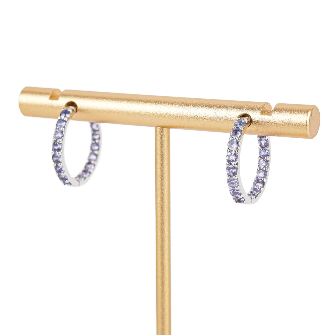 14K White Gold Tanzanite Inside Out Hoop Earrings
