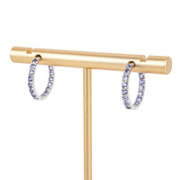 14K White Gold Tanzanite Inside Out Hoop Earrings