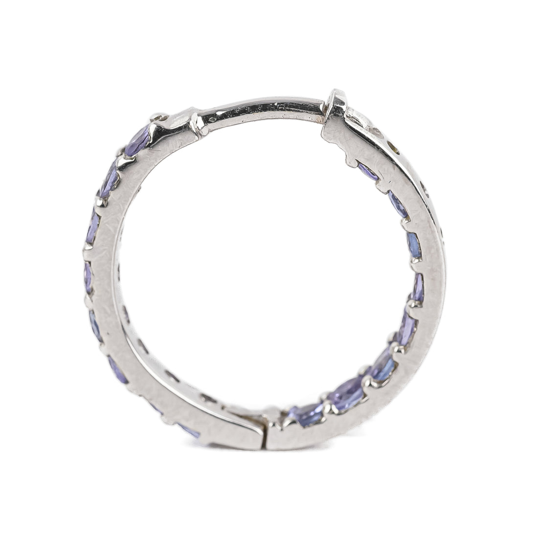 14K White Gold Tanzanite Inside Out Hoop Earrings