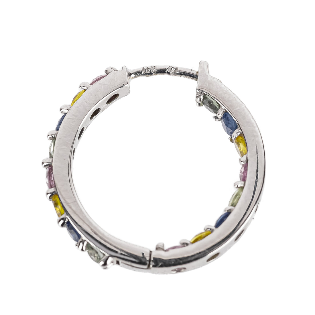 14K White Gold Multicolour Sapphire Inside Out Hoops