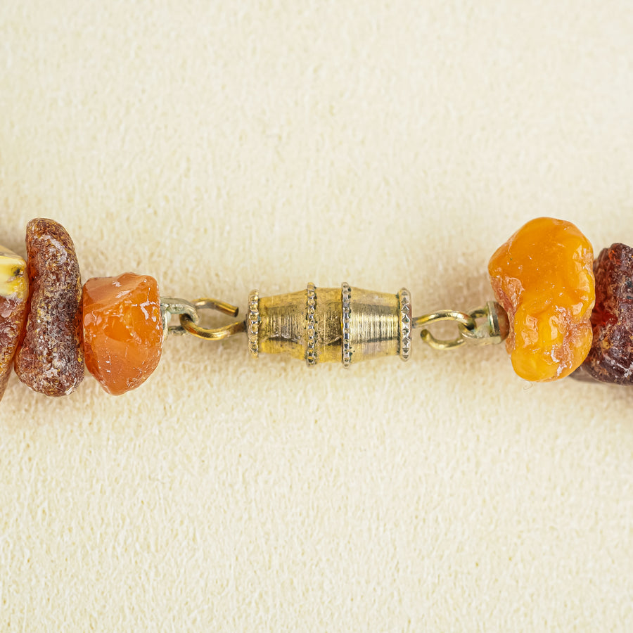 Graduated Two Tone  Raw Amber Necklace